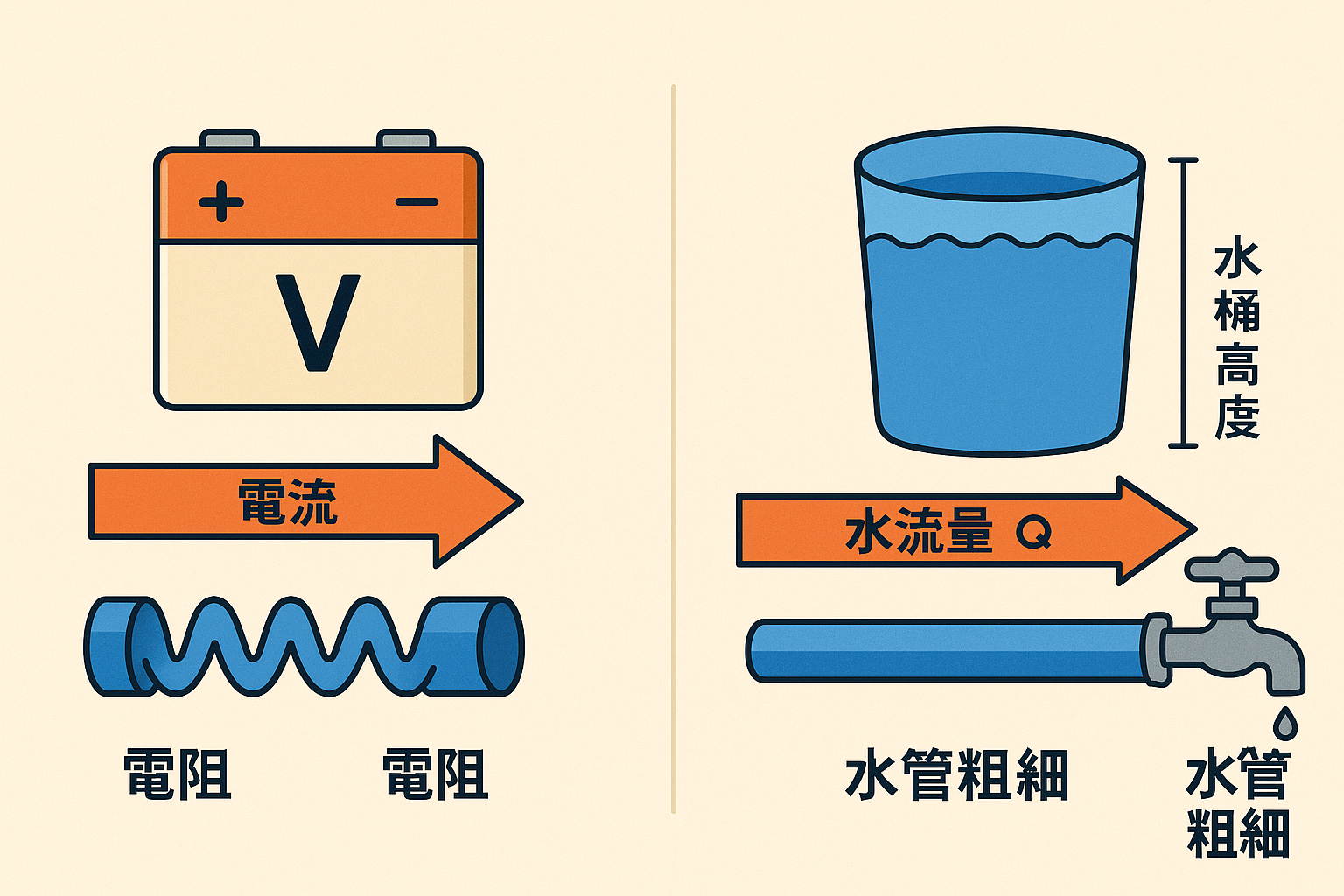 電流與水流的類比示意圖
