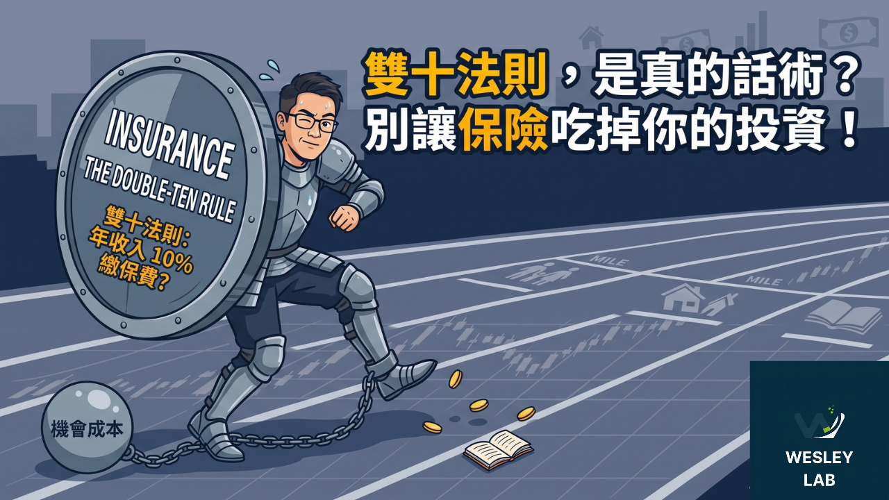 01 先把討論範圍縮小到「純保險」——壽險、健康醫療險、傷害險：這三種是最單純的風險轉嫁工具，把預算問題限縮在這個範圍內討論，才不會讓議題無限擴大、失去焦點。 02 業界常說的「雙十法則」（保額十倍年收入、保費十分之一年收入）沒有任何嚴謹研究支持：** 用高收入與低收入者的極端案例去檢驗，這個口訣在現實生活中根本站不住腳，本質上更像是一句好記、好推銷的業務話術。 03 參考台、韓、美、日四國的實際保費占所得比例（約落在 1%～7% 之間），可以畫出一個更務實的參考級距：低於 1% 可能保障不足，4%～7% 落在多數人的合理規劃範圍，超過 10% 則已經超出雙十法則本身宣稱的門檻，反而該檢視是不是花太多錢在保費上了。